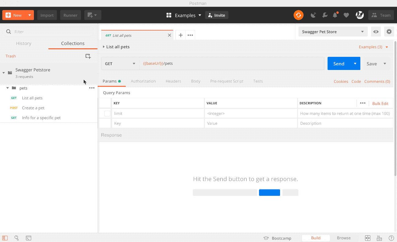 Creating a monitor through Postman. Gif.