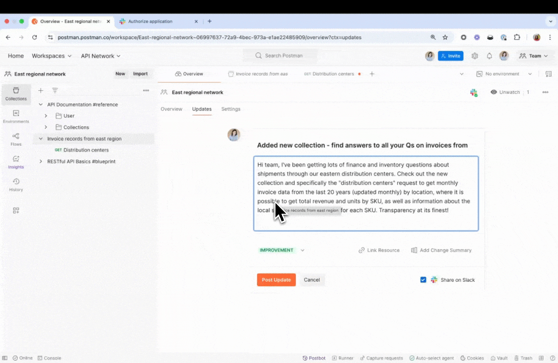 gif of Postman Slack integration