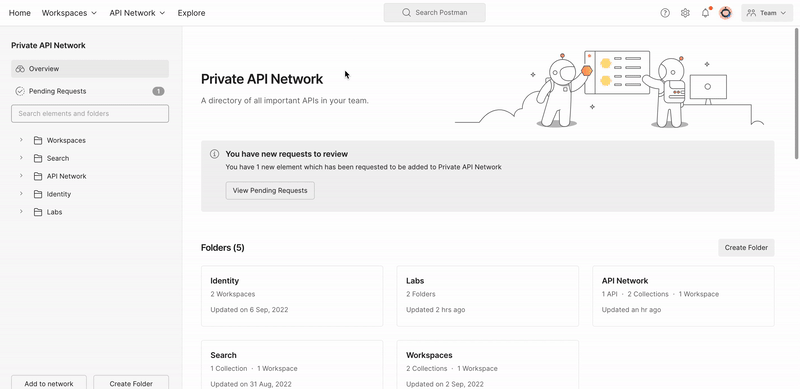 Video of user approving elements using governance features on the Private API Network.