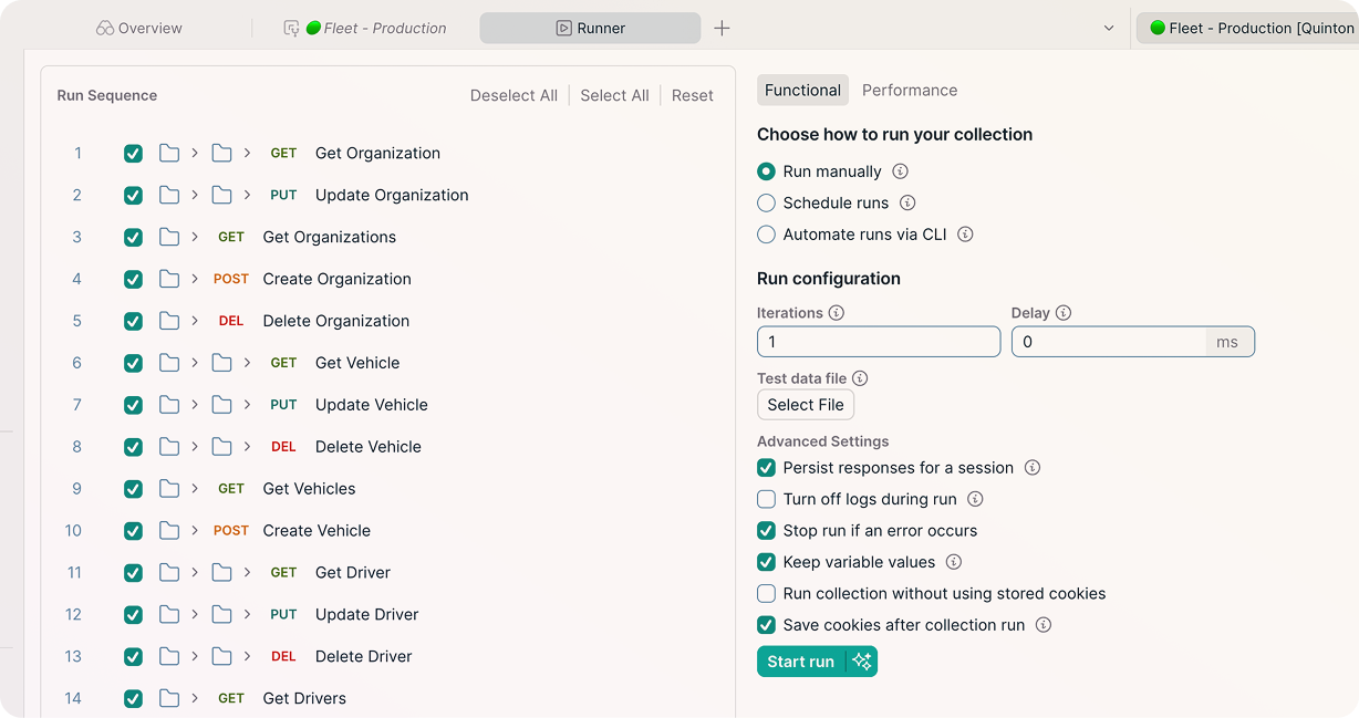 Postman Collection Runner hero visualization showing API workflow connections