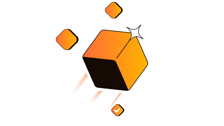 Isometric cube illustration in orange and yellow tones representing holistic API design and governance at scale