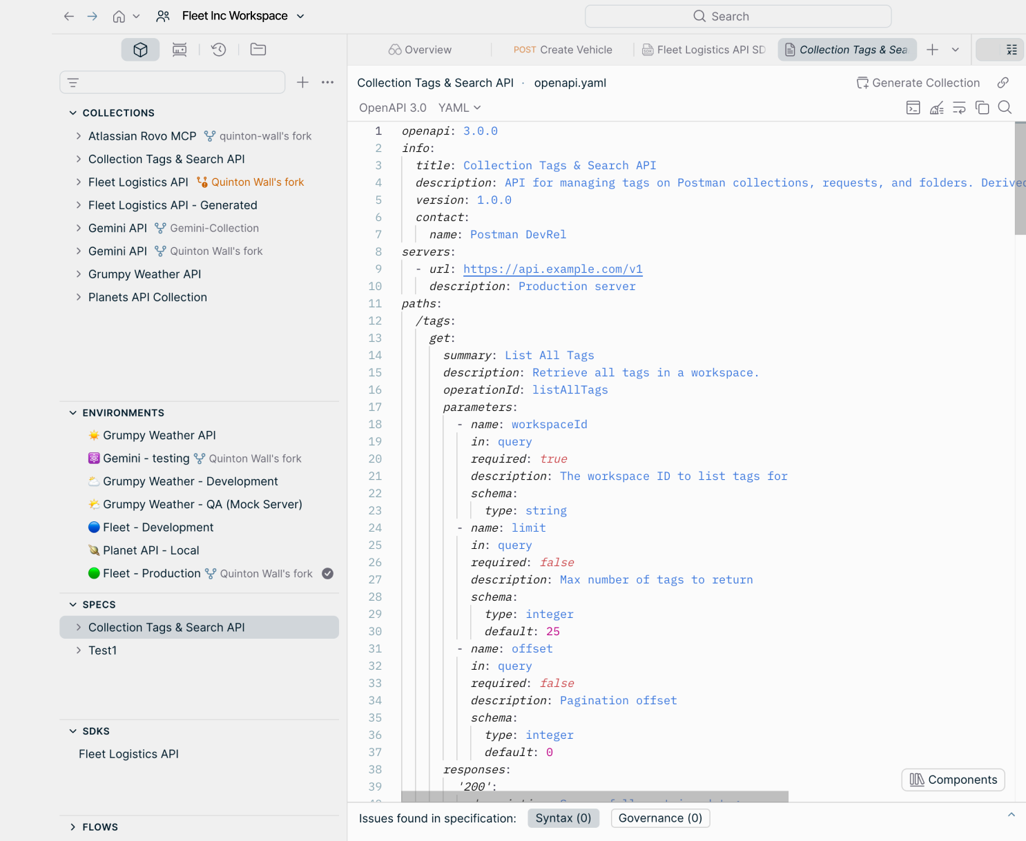 Postman AI spinning up and expanding a workspace from a natural language request