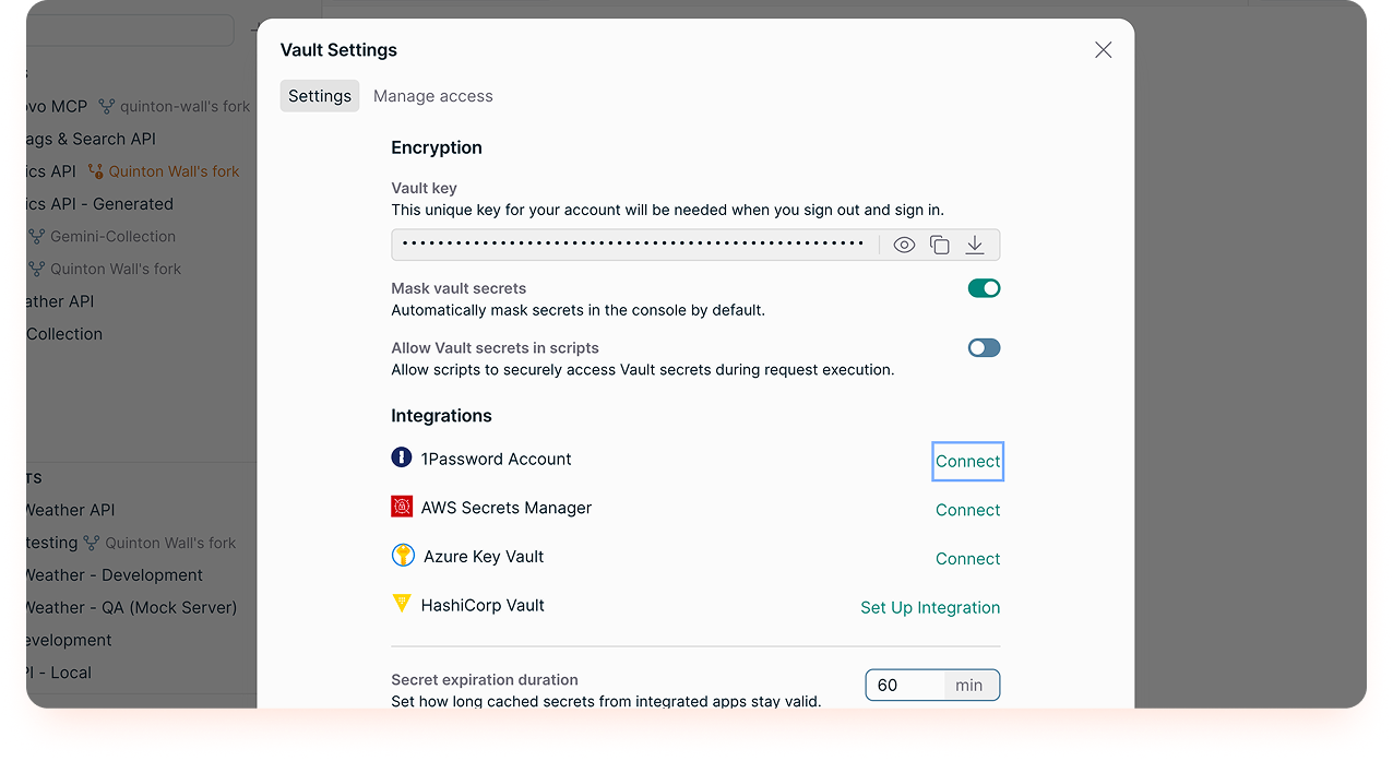Postman API Security hero visualization showing API workflow connections