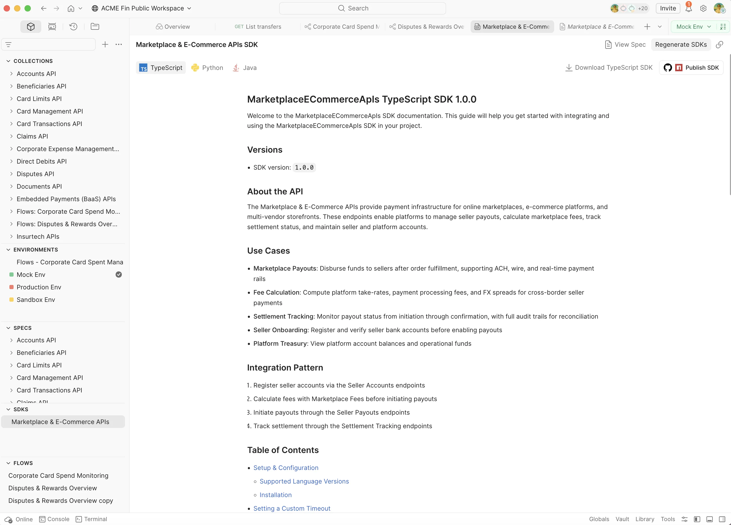 Tiered onboarding collection promoting from Mock to Sandbox to Production environments