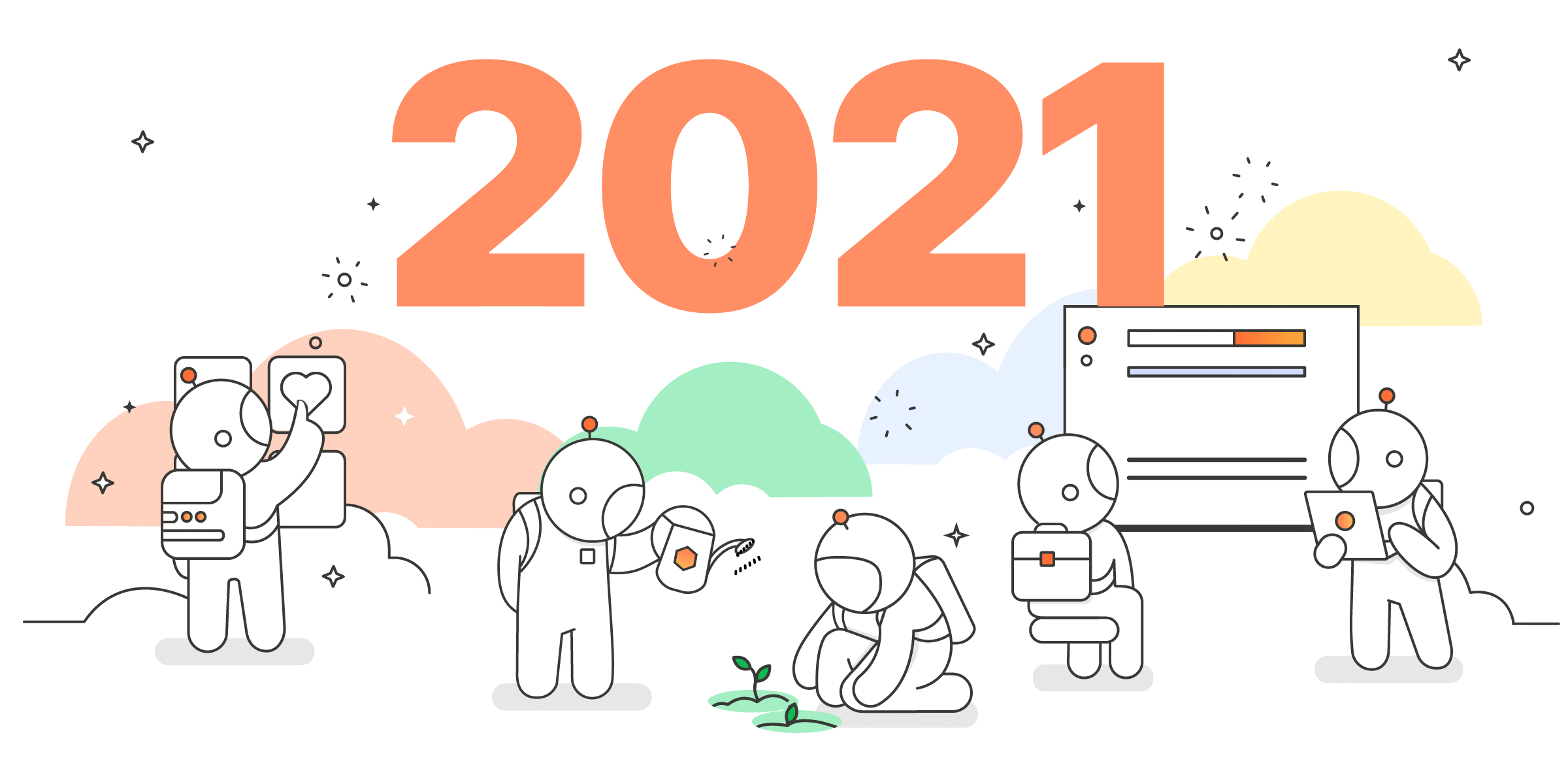 Postmanauts activities during 2021. Illustration.