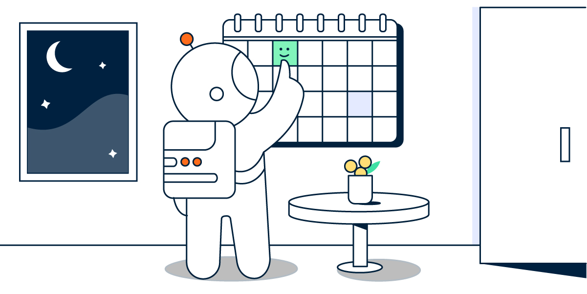 Creating a calendar for Postman events. Illustration.