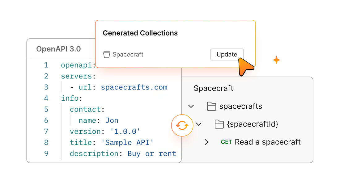 Generate & sync to collections screenshot. Illustration.