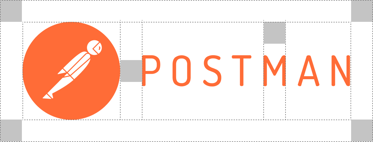 Postman logo guidelines. Illustration.