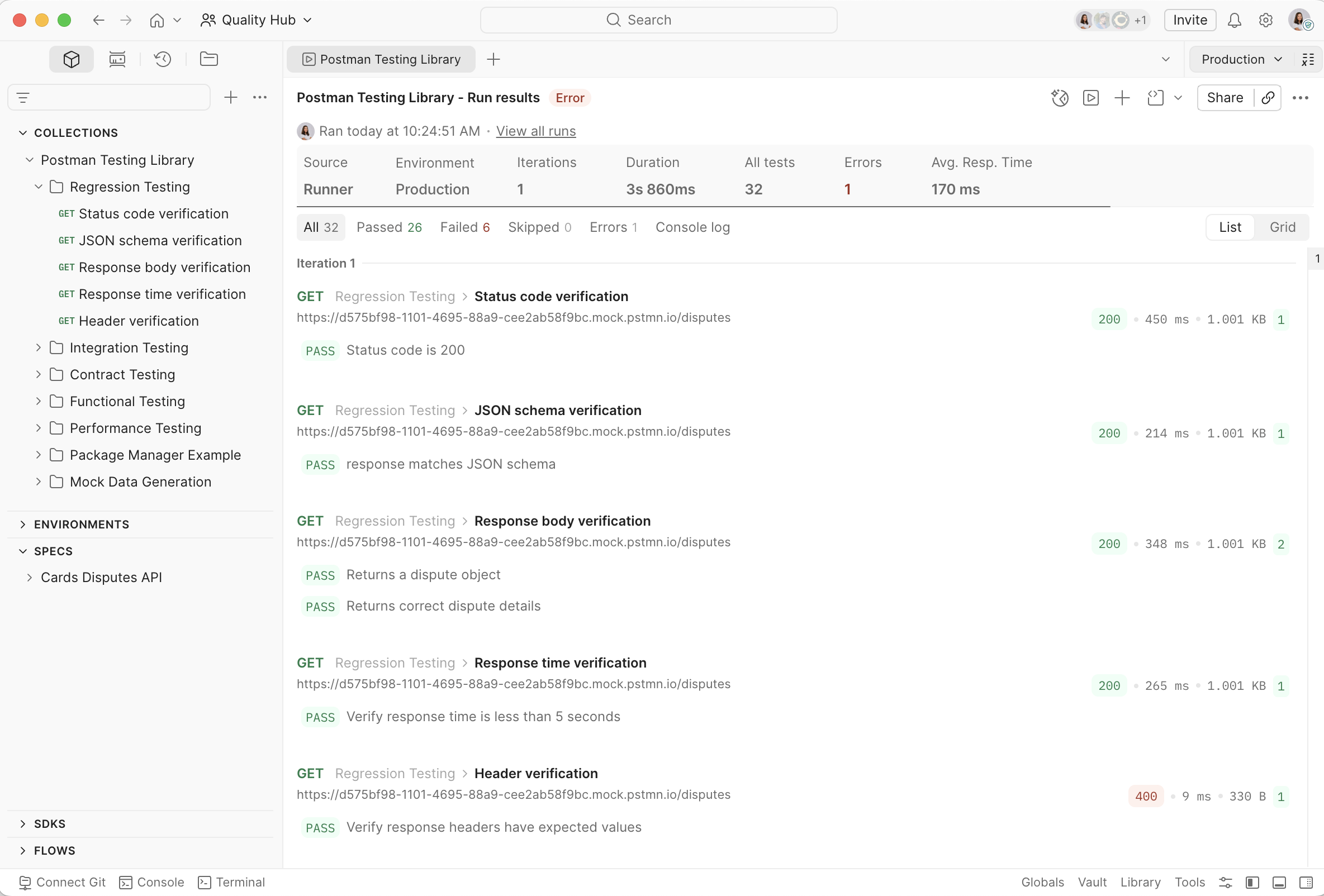 Postman environment selector and test runner
